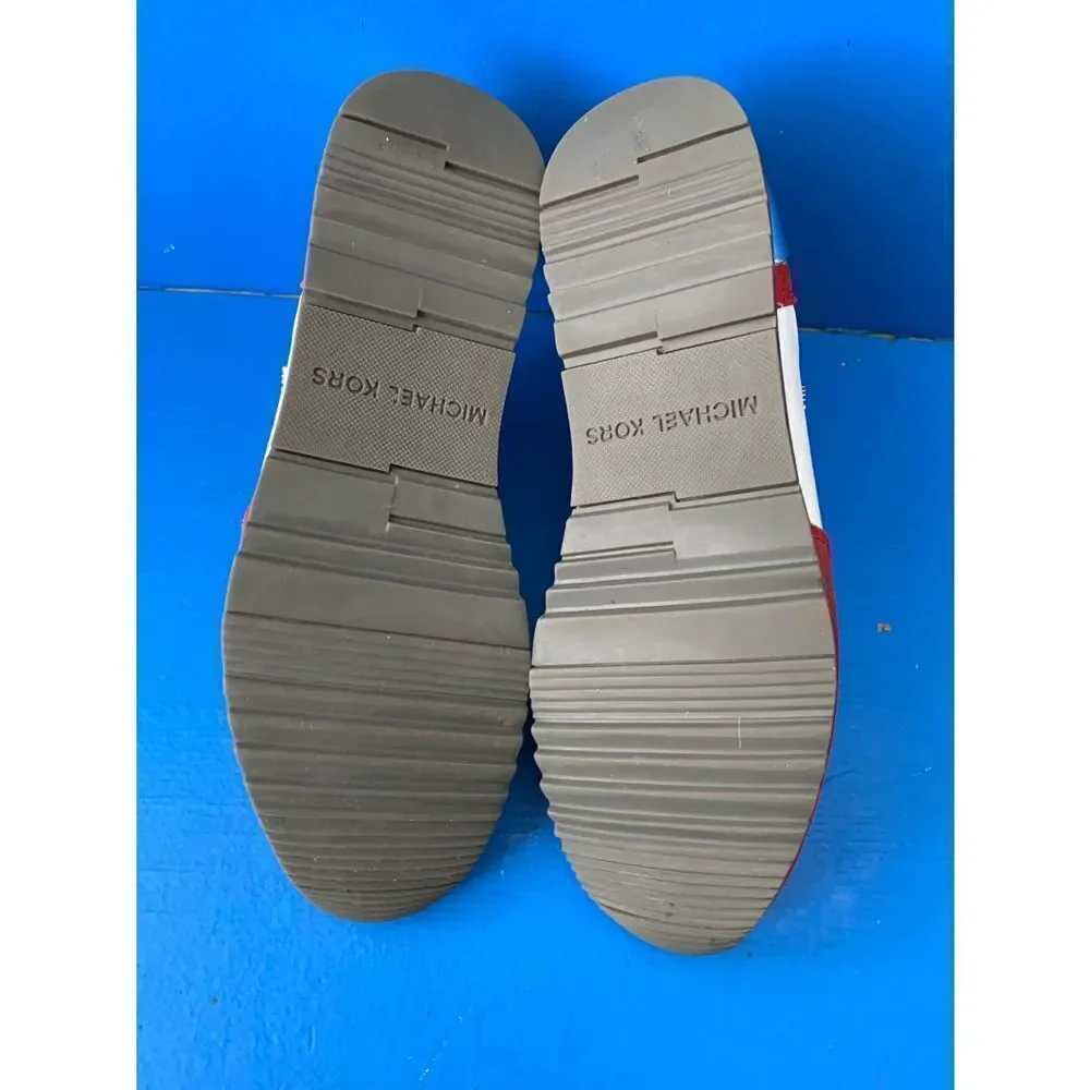 Michael Kors Allie Red Trainers Lace Up Suede Sneakers Size 8.5M - Picture 4 of 4